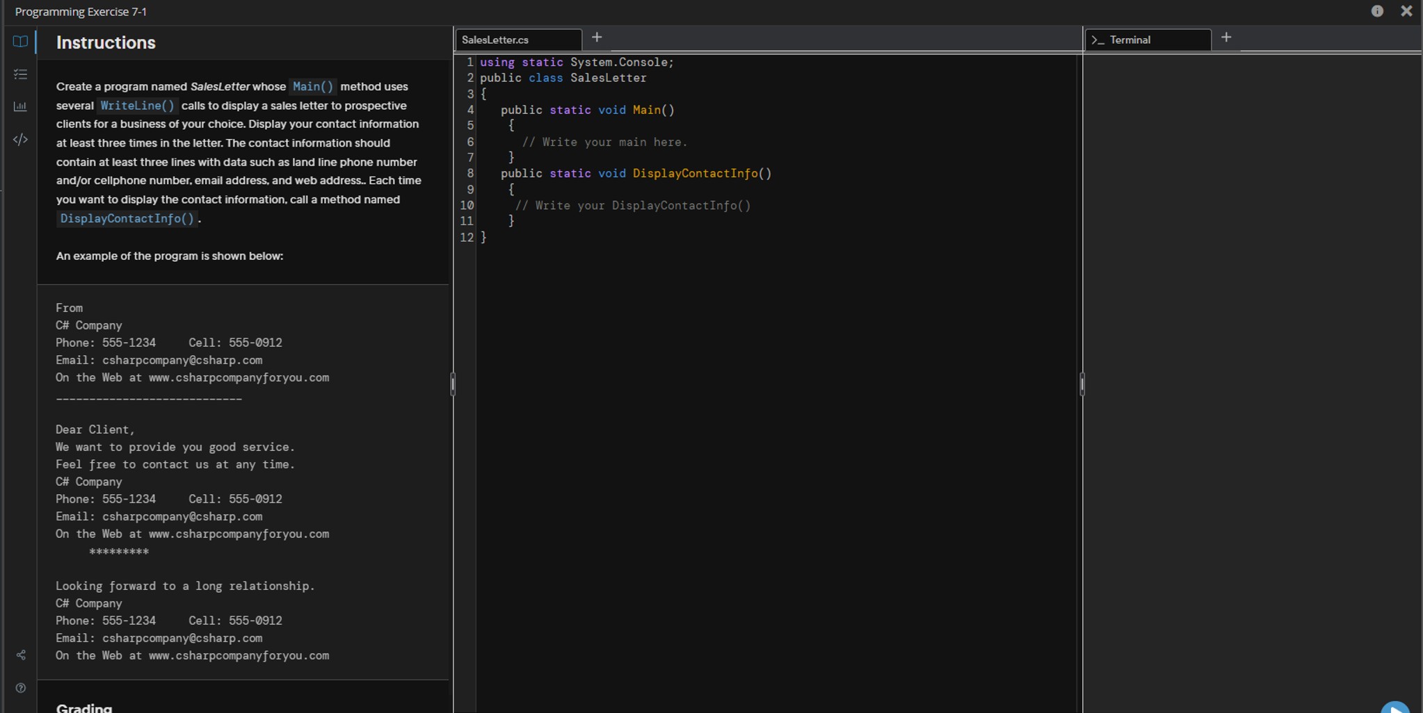 Solved InstructionsCreate a program named SalesLetter whose | Chegg.com