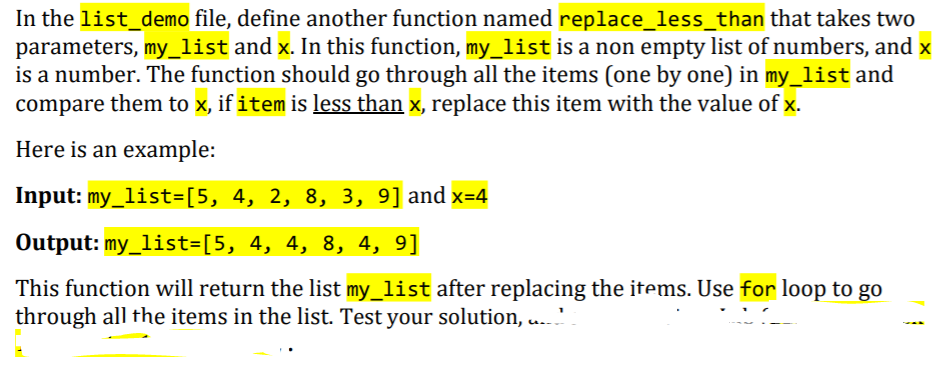In the list_demo file, define a function named | Chegg.com