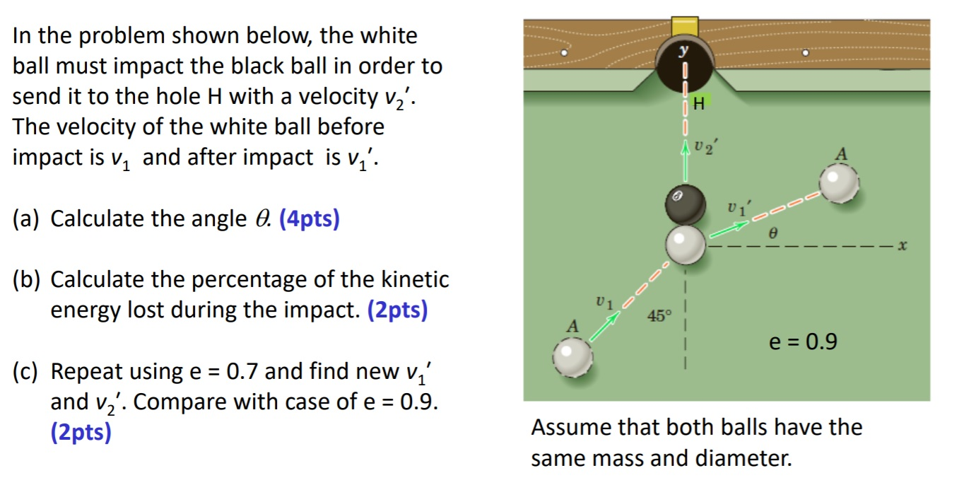 Solved In the problem shown below, the white ball must