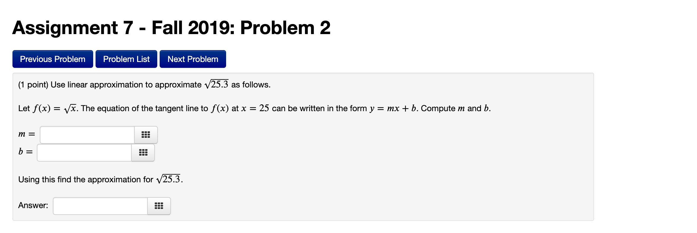 Solved Assignment 7 - Fall 2019: Problem 2 Previous Problem | Chegg.com