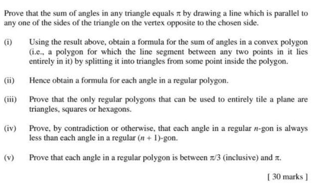 Prove that the sum of angles in any triangle equals π | Chegg.com