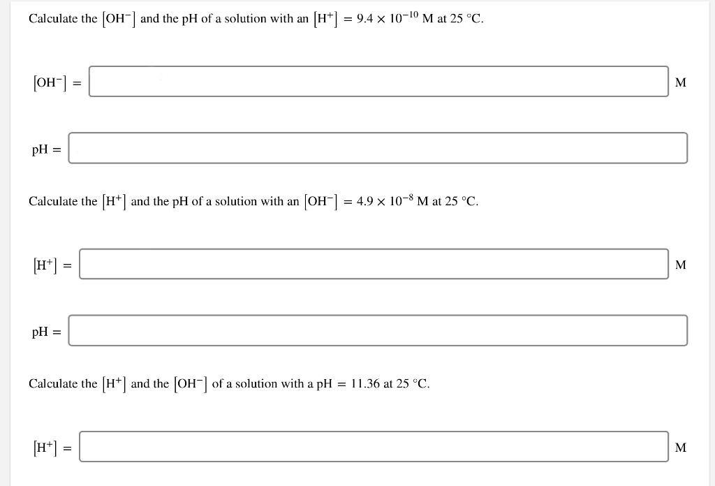 find the ph of a solution with oh - 8.41 10 4