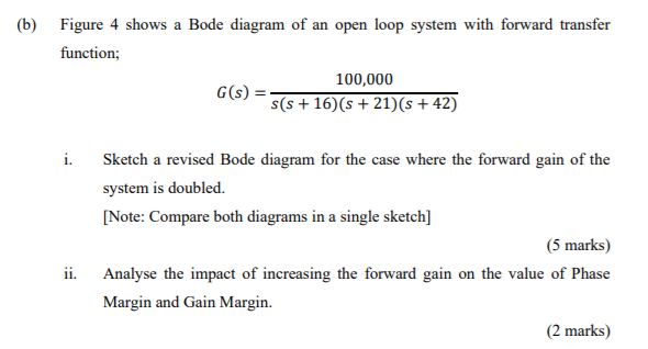 Solved (b) Figure 4 shows a Bode diagram of an open loop | Chegg.com