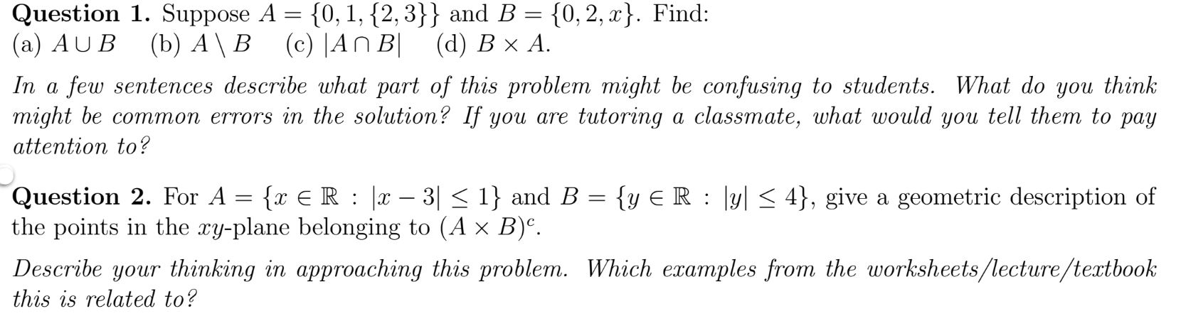 Solved Question 1. Suppose A = {0, 1, {2,3}} And B = {0, 2, | Chegg.com