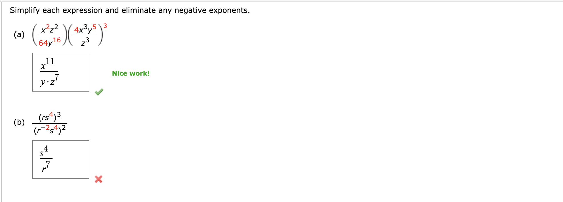 Solved Simplify each expression and eliminate any negative | Chegg.com
