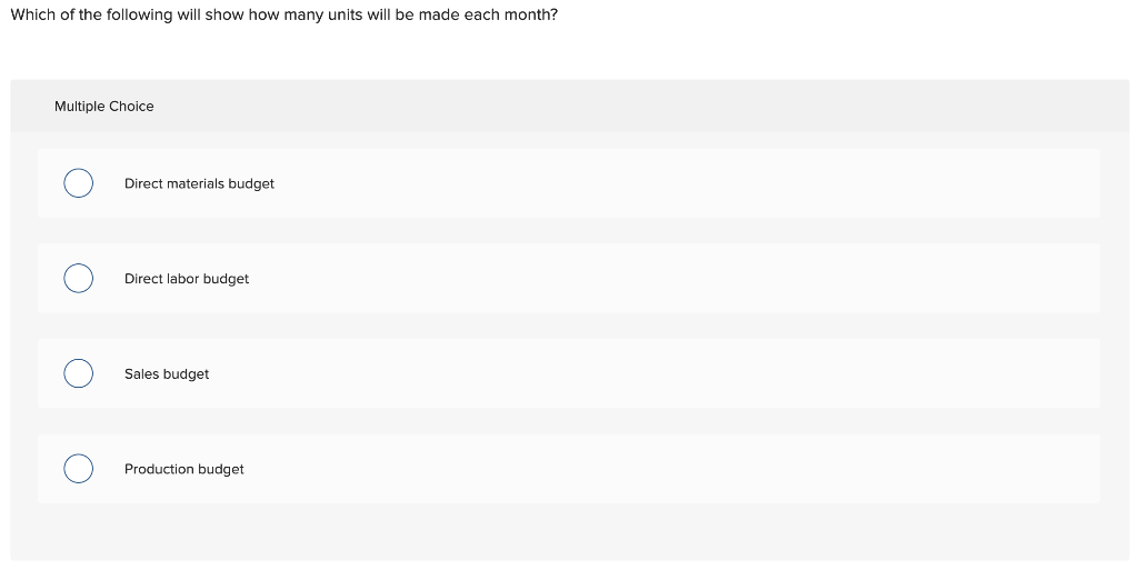 Solved Which of the following will show how many units will | Chegg.com