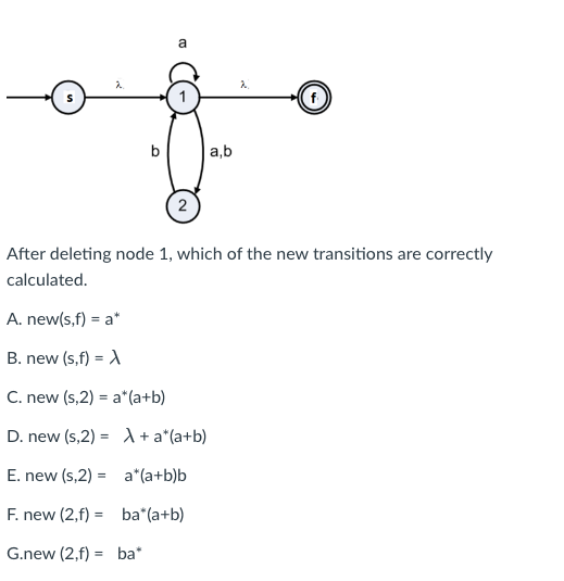 Solved After deleting node 1 , which of the new transitions | Chegg.com