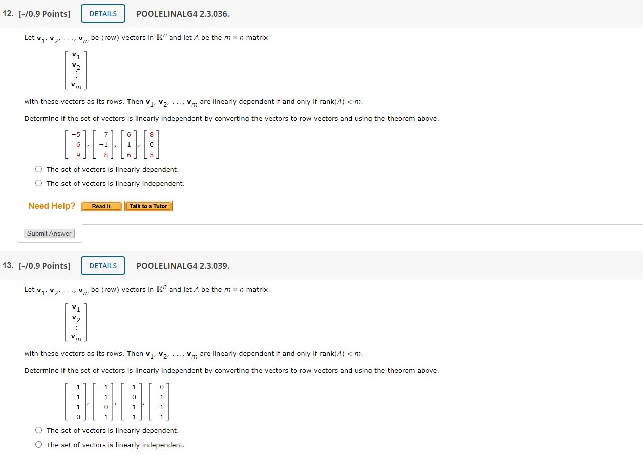 Solved 12. [-70.9 Points] DETAILS POOLELINALG4 2.3.036. Let | Chegg.com