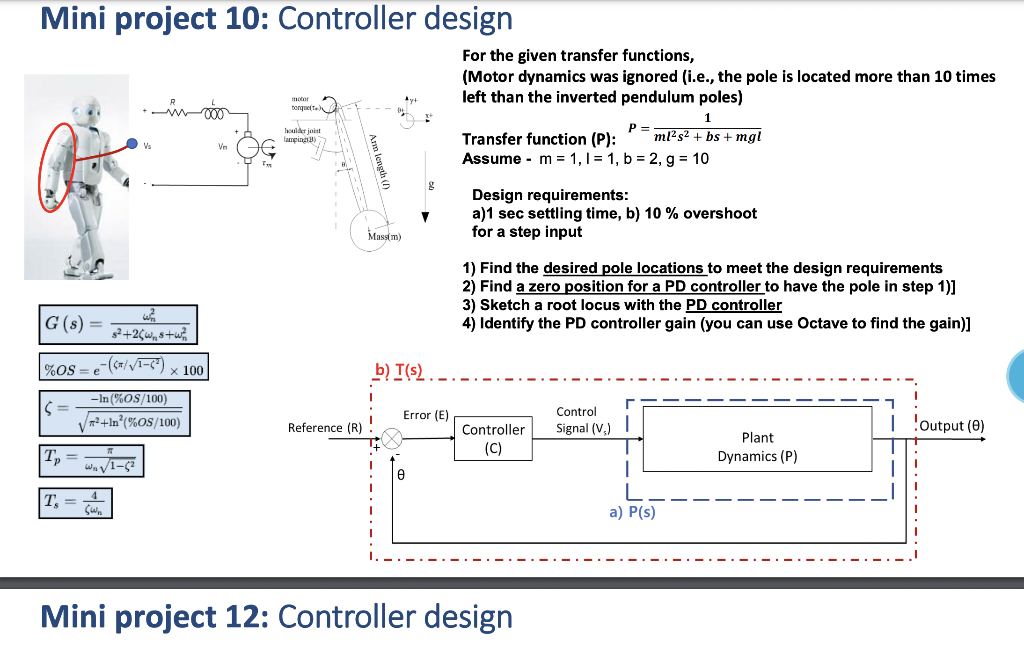 Mini project 10: Controller design For the given | Chegg.com