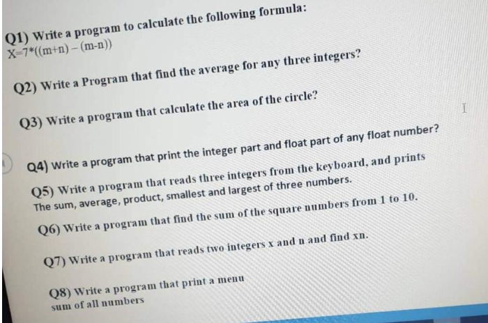 Solved Q1) Write a program to calculate the following | Chegg.com
