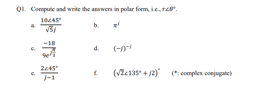 Solved Q1. Compute And Write The Answers In Polar Form, | Chegg.com