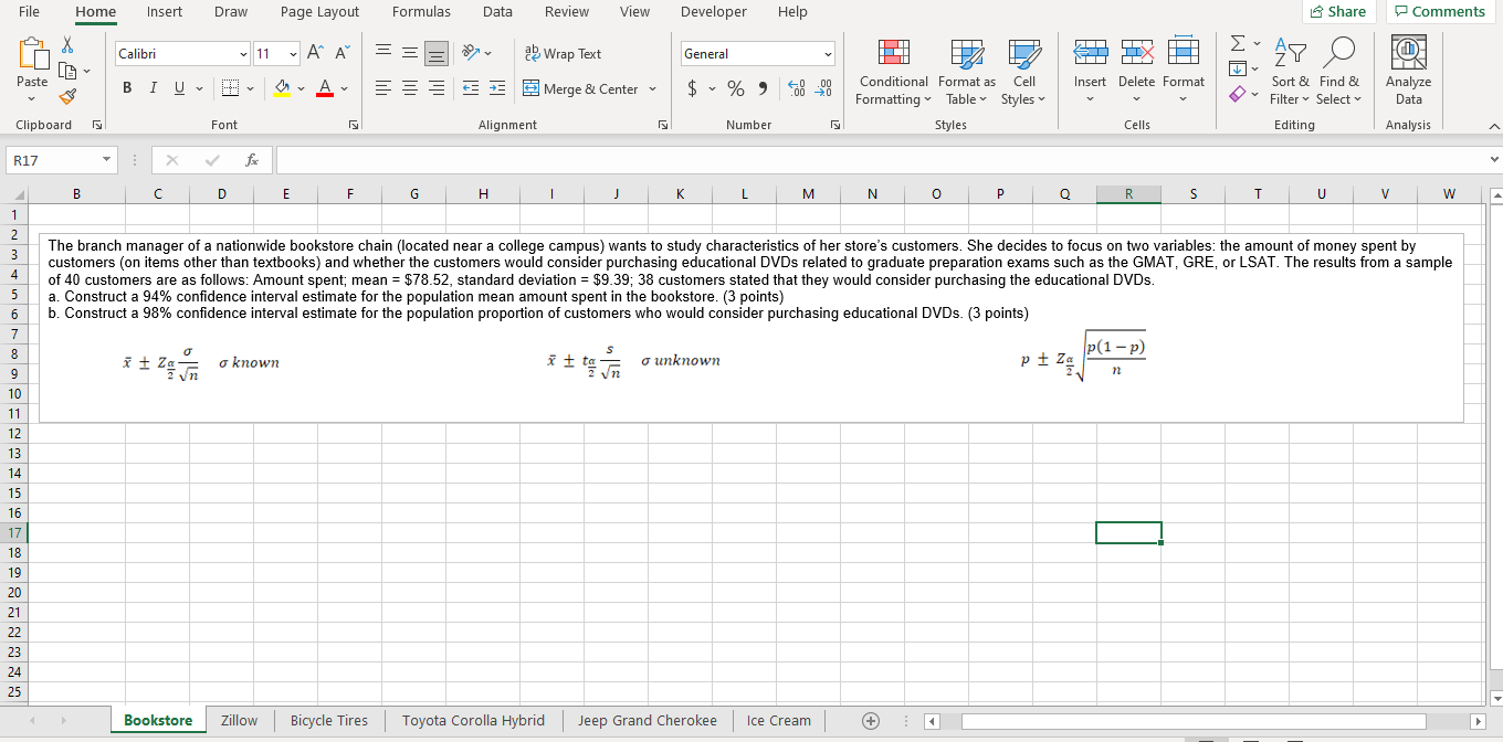 Solved File Home Insert Draw Page Layout Formulas Data | Chegg.com