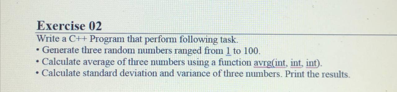 Solved Exercise 02 Write A CH Program That Perform Chegg