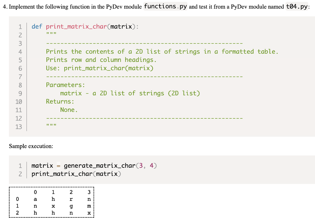 Solved 4. Implement The Following Function In The PyDev | Chegg.com