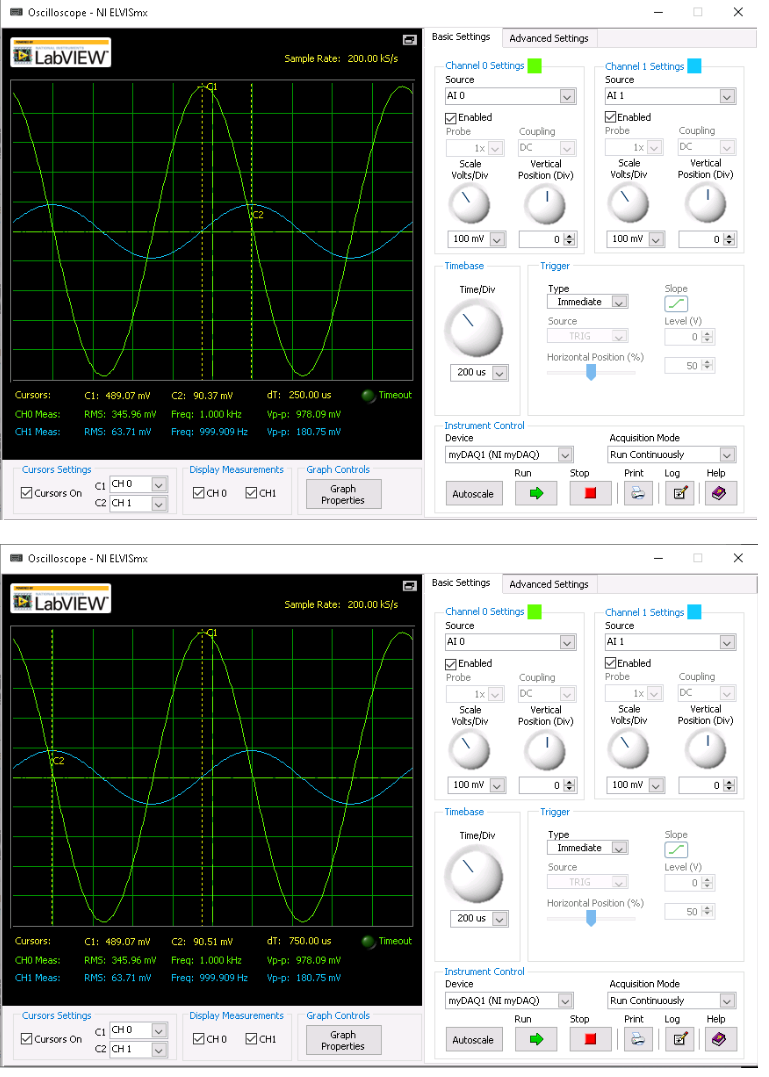 Solved 2 Oscilloscope NI ELVISmx X Basic Settings Advanced