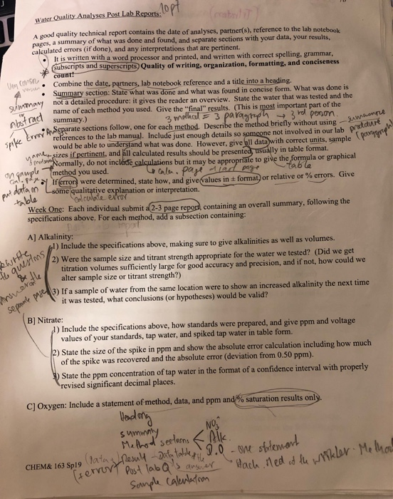 water quality analyses lab reportCould someone help
