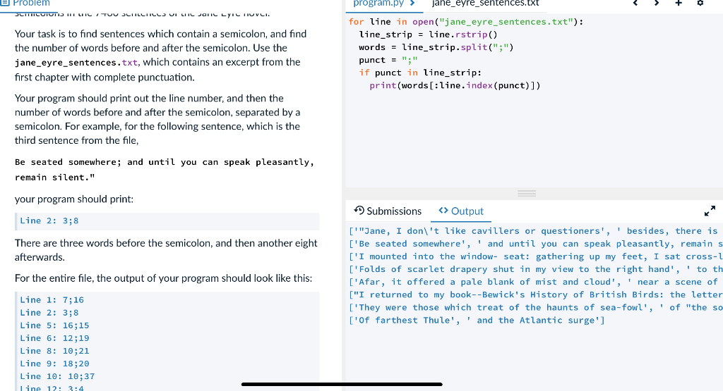 Solved program.py Jane_eyre_sentences.txt El Problem | Chegg.com