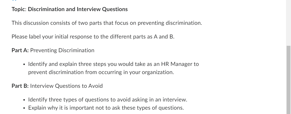 Solved This discussion consists of two parts that focus on | Chegg.com