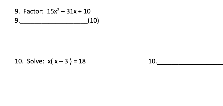 Solved 15x2−31x+10 (1 x(x−3)=18 | Chegg.com