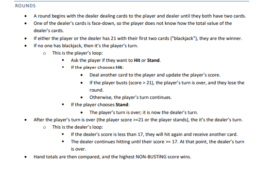 Solved OBJECTIVE You are going to create a Blackjack game. | Chegg.com