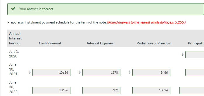 Solved Your Answer Is Correct. Prepare An Instalment Payment | Chegg.com