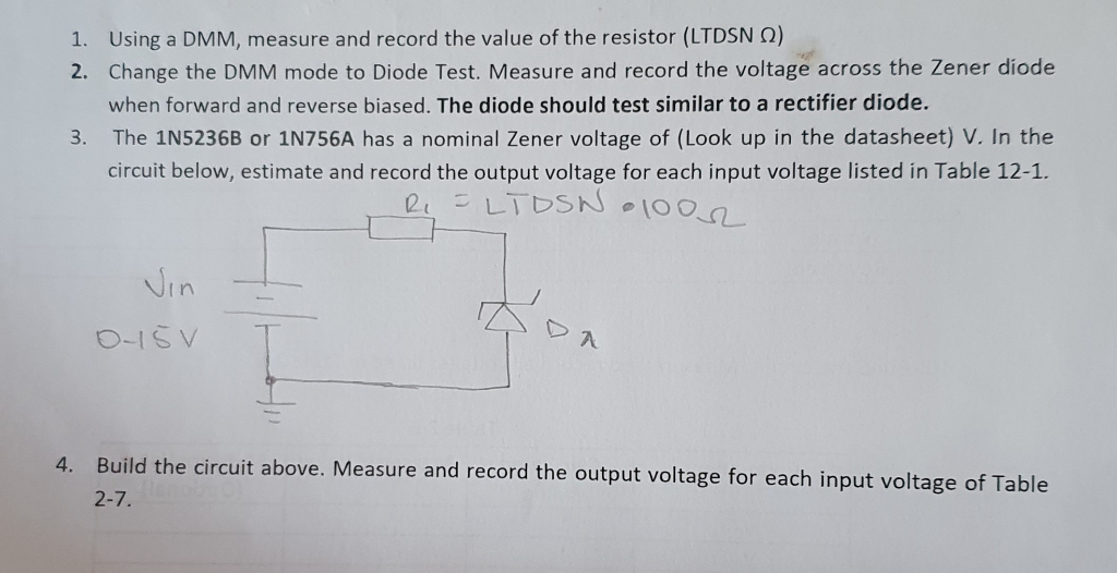 1. Using a DMM, measure and record the value of the | Chegg.com