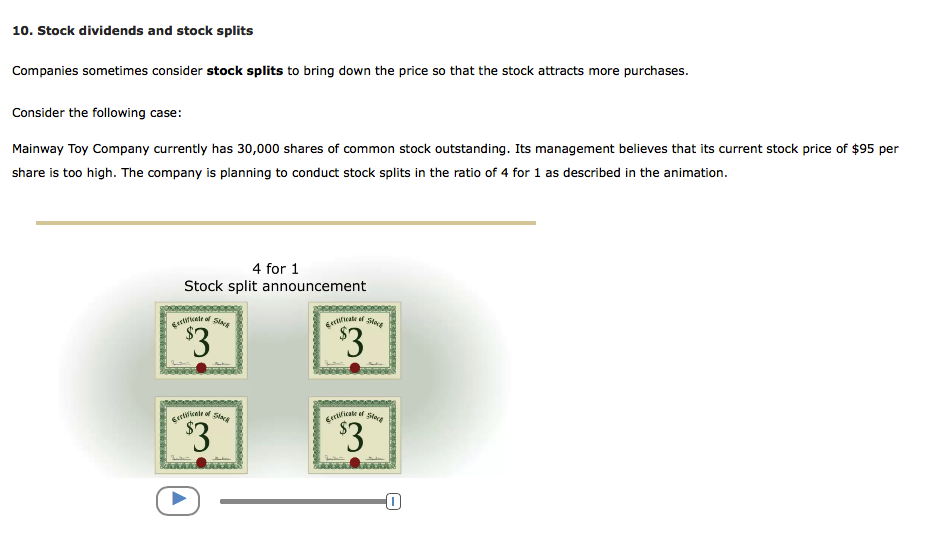 Solved 10. Stock Dividends And Stock Splits Companies | Chegg.com