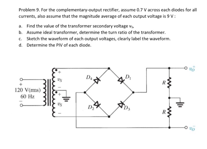 Solved Problem 9. For the complementaryoutput rectifier,