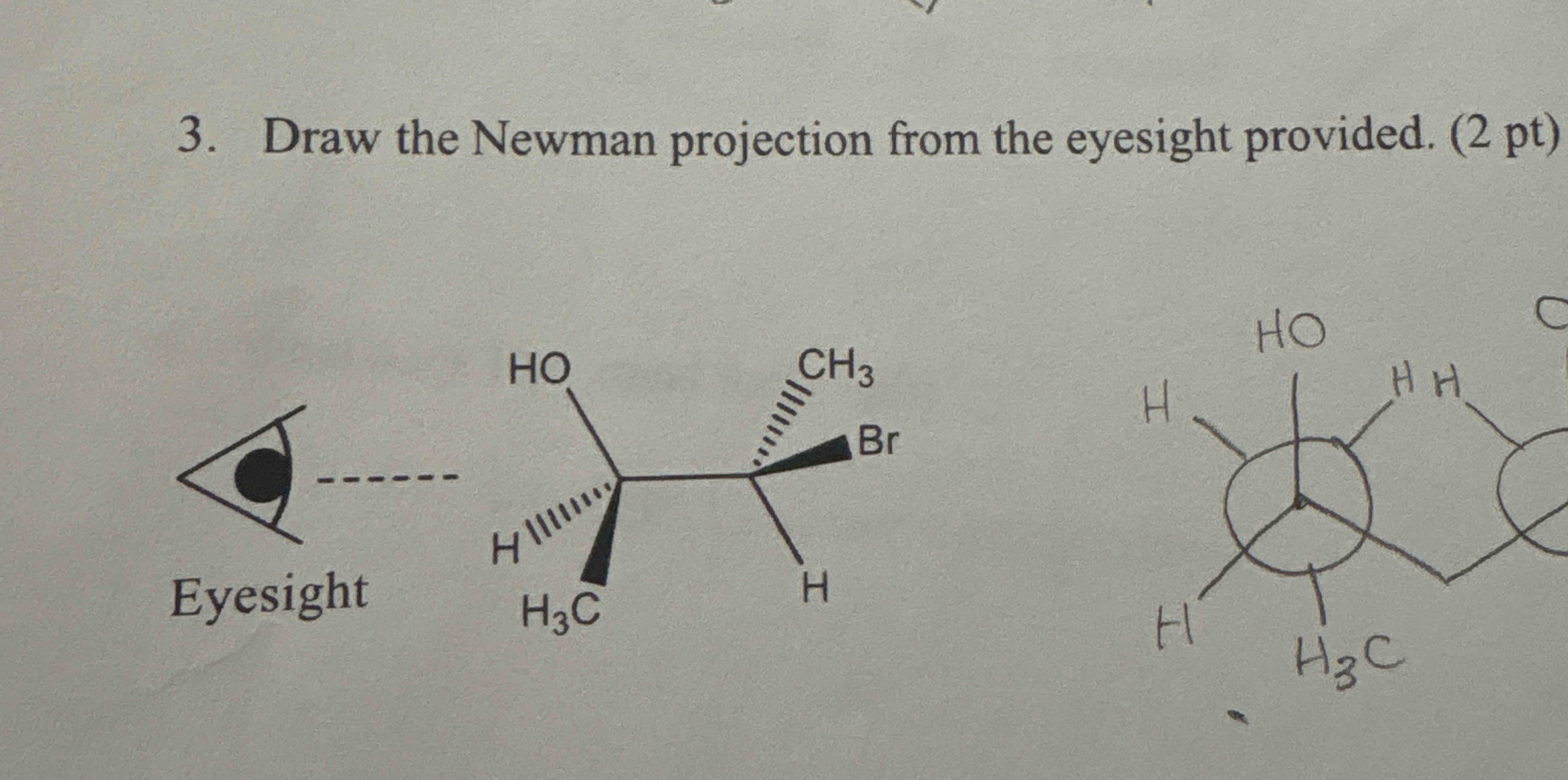 Solved 3. ﻿Draw the Newman projection from the eyesight | Chegg.com