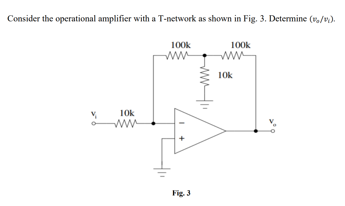 Solved Consider the operational amplifier with a T-network | Chegg.com