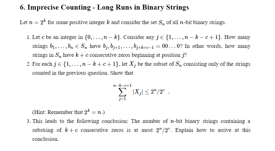 6 Imprecise Counting Long Runs In Binary String Chegg Com