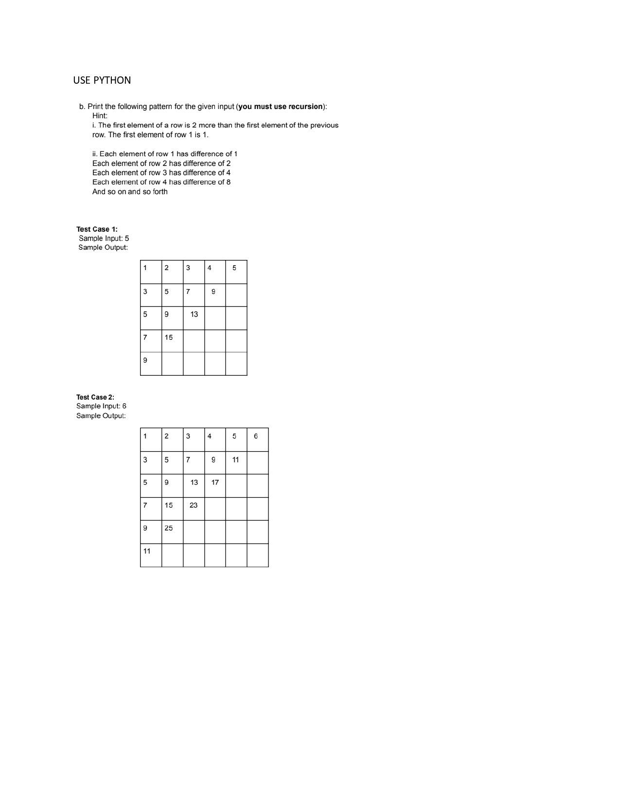Solved B Print The Following Pattern For The Given Input Chegg