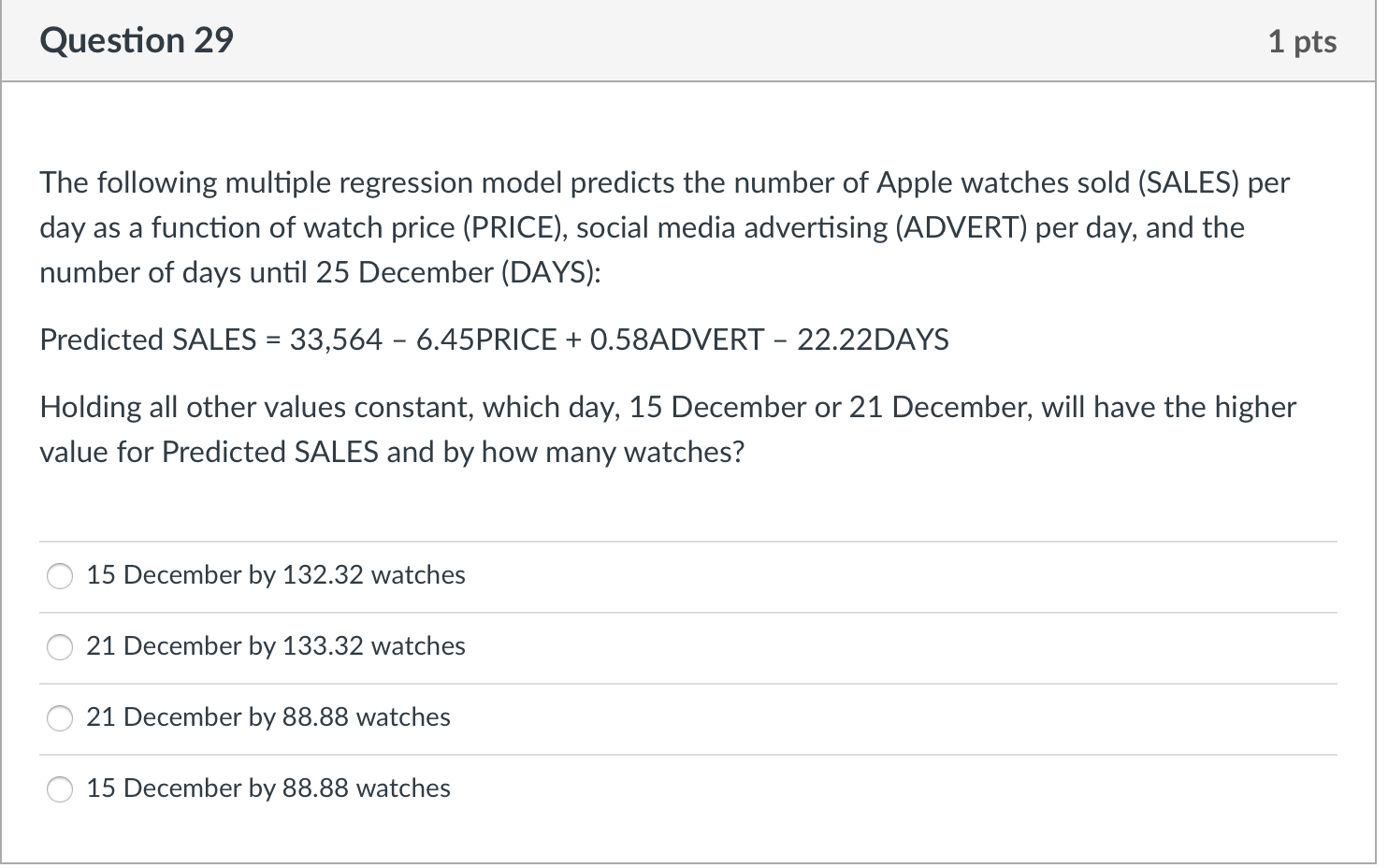 Solved Question 29 1 pts The following multiple regression | Chegg.com