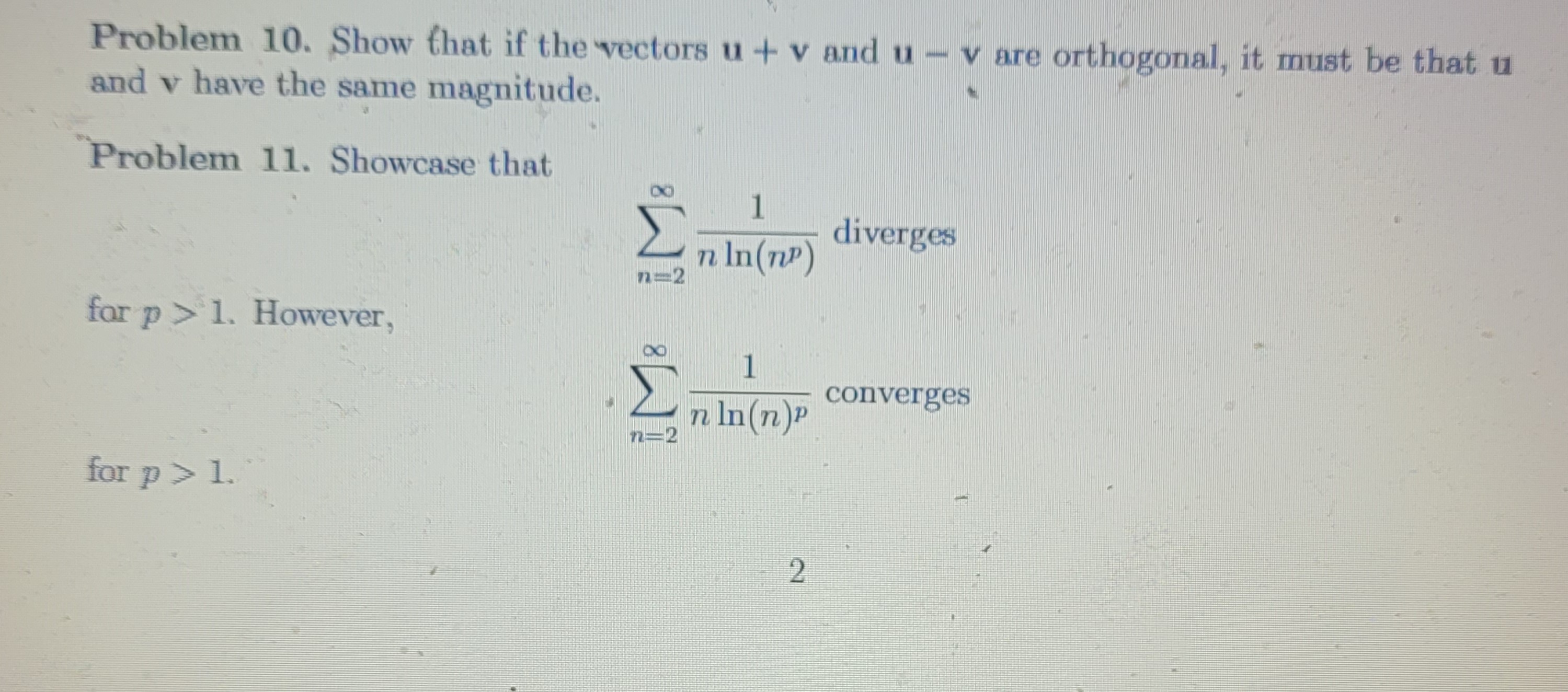 Solved Problem 10. Show that if the vectors u+v and u−v are | Chegg.com