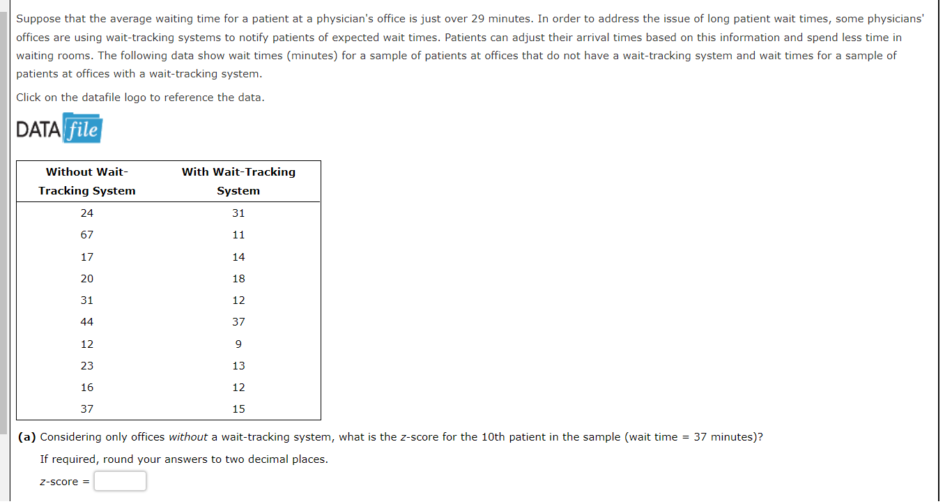 Solved Suppose That The Average Waiting Time For A Patient | Chegg.com