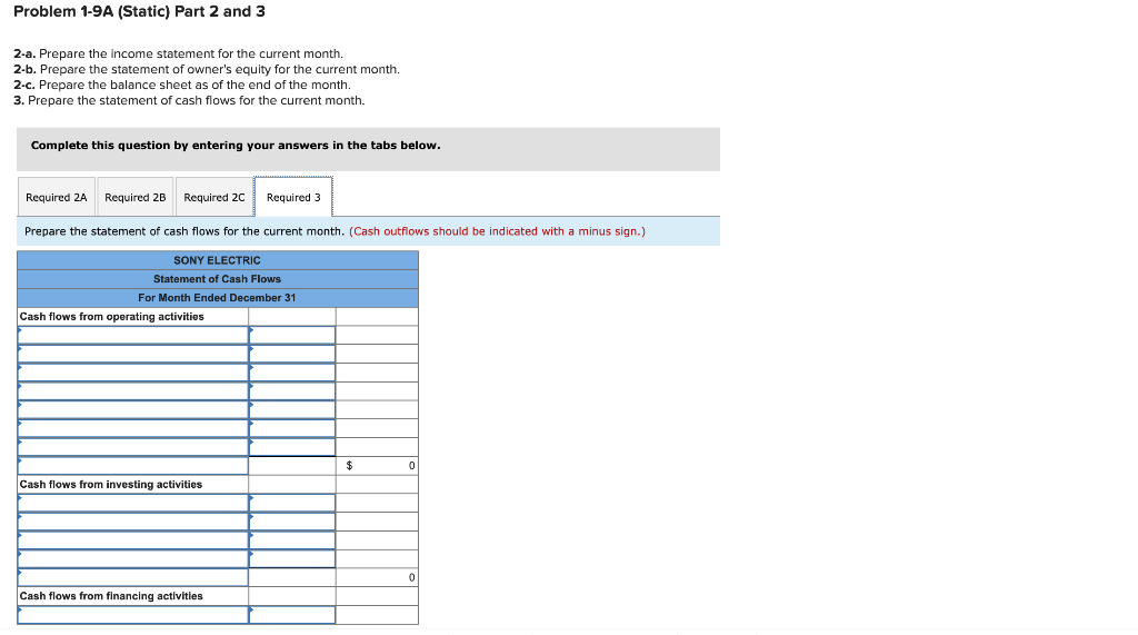 Solved Required information Problem 1-9A (Static) Analyzing | Chegg.com