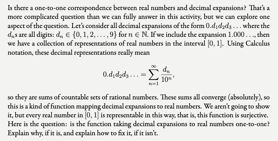 Solved Is there a one-to-one correspondence between real | Chegg.com