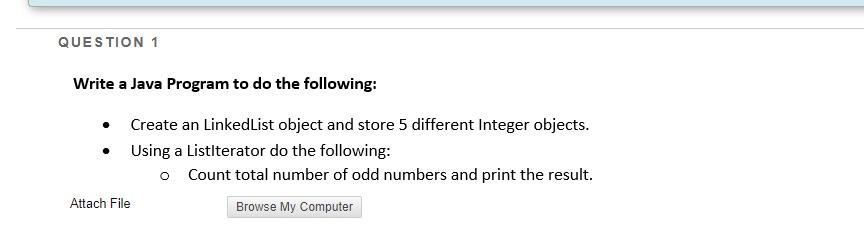 Solved QUESTION 1 Write a Java Program to do the following: | Chegg.com