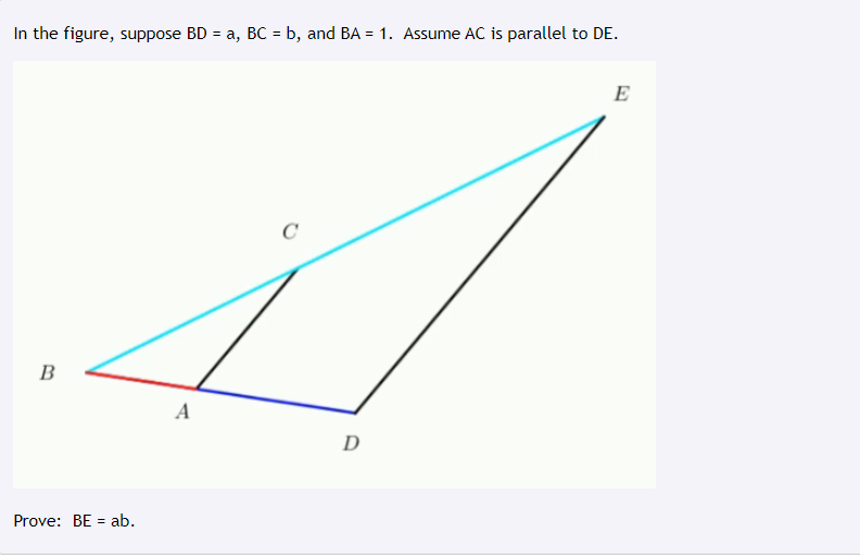 Solved In The Figure, Suppose BD=a,BC=b, And BA=1. Assume AC | Chegg.com