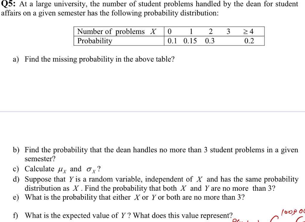 Solved Q5: At a large university, the number of student | Chegg.com