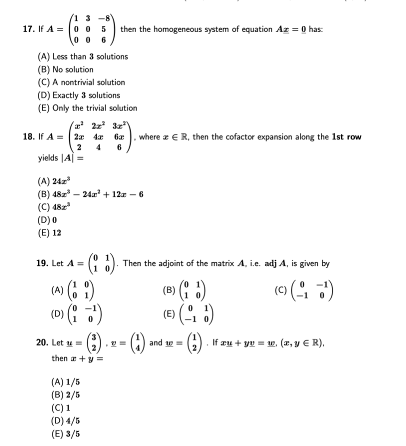 Solved 1 3 8 17 If A 0 0 5 Then The Homogeneous Sys Chegg Com