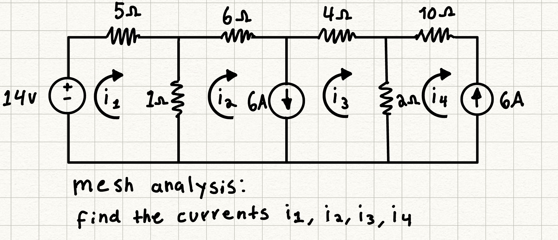 Solved Mesh Analysis:find The Currents I1,i2,i3,i4 | Chegg.com