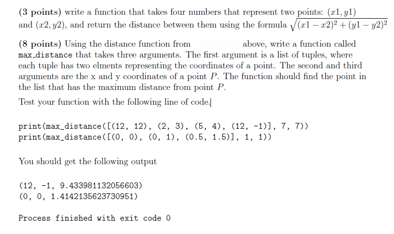 Solved (3 points) write a function that takes four numbers | Chegg.com