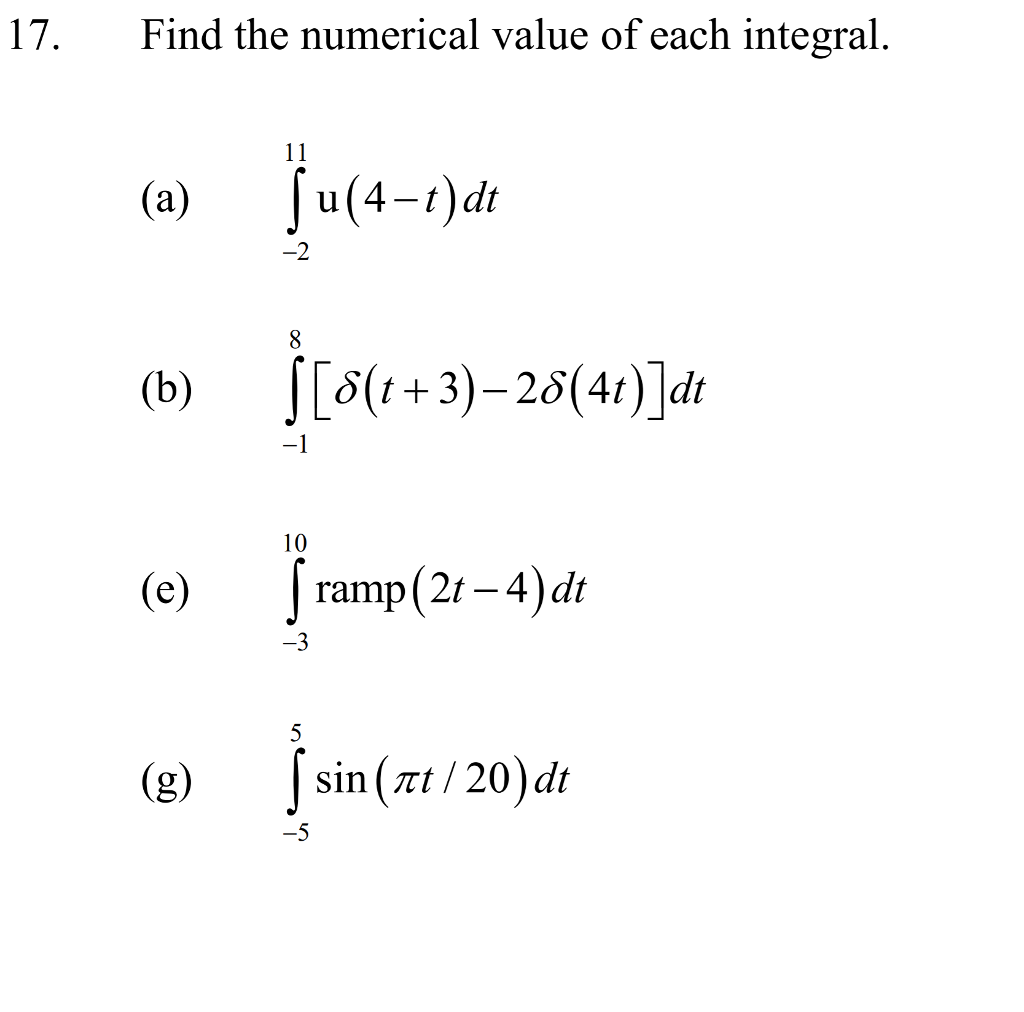 Solved 17. Find the numerical value of each integral. (a) | Chegg.com