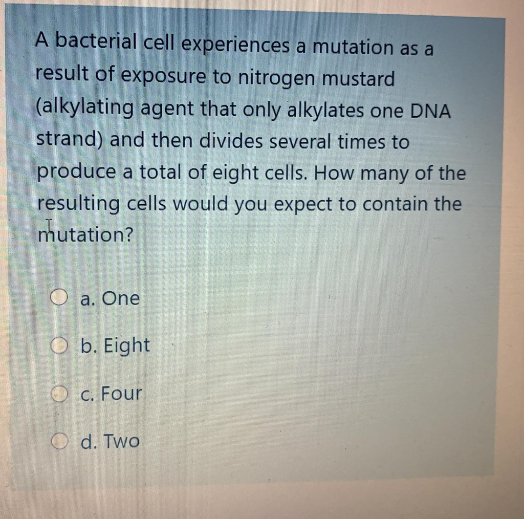 Solved A bacterial cell experiences a mutation as a result | Chegg.com