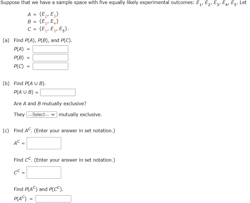 Solved Suppose That We Have A Sample Space With Five Eq