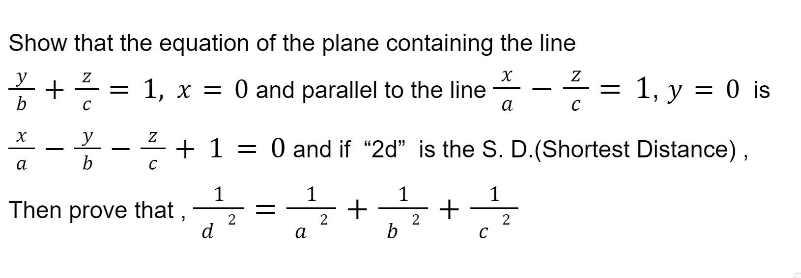 Solved Show That The Equation Of The Plane Containing The | Chegg.com