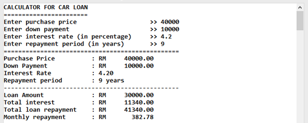 Car loan calculator store with interest rate