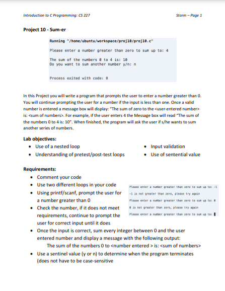 Solved Introduction to C Programming: 227 Storm - Page 1 | Chegg.com