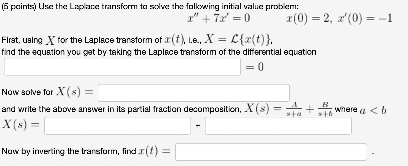 Solved (5 Points) Use The Laplace Transform To Solve The | Chegg.com